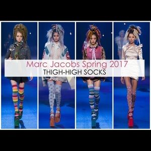Marc Jacobs solid black thigh high socks